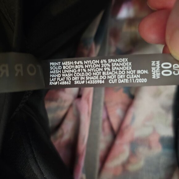 Floral Mesh Overlay One-Piece Swimsuit With Keyhole Back Pink & Black Women's Si - Picture 10 of 15